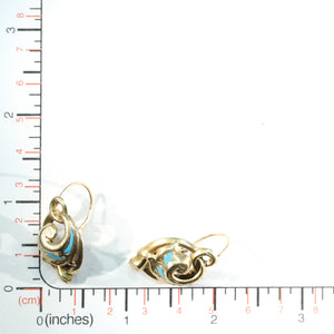Antique Neoclassical French 18k Gold Blue Enamel Earrings c. 1820