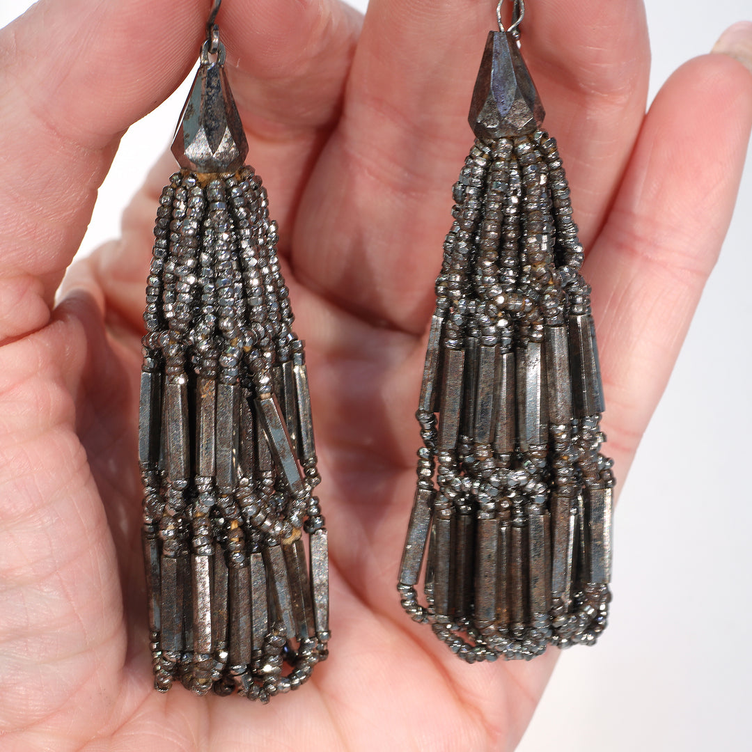 Fantastic Georgian Cut-Steel Tassel Earrings c. 1800