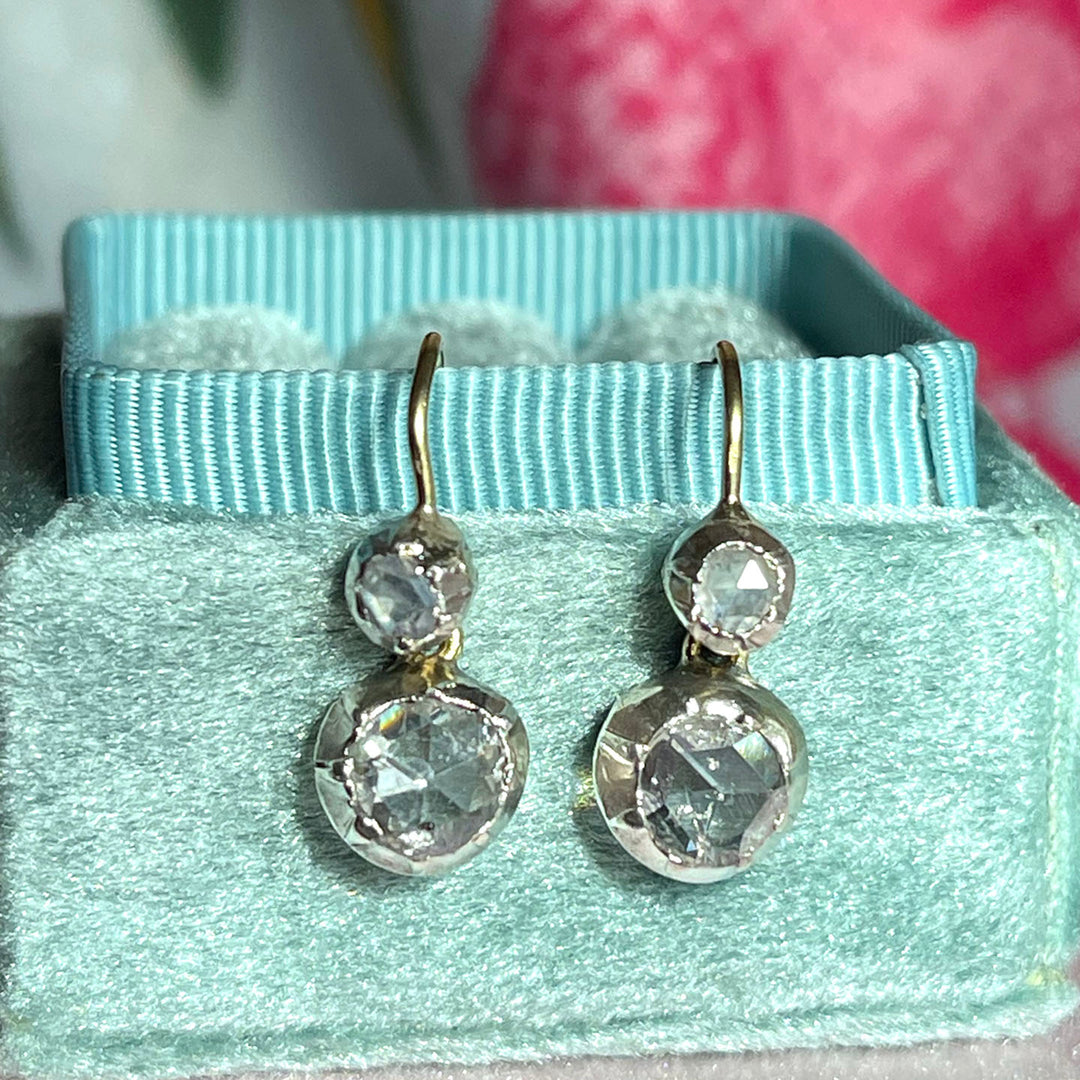 Georgian Rose Cut Diamond Earrings, c. 1830