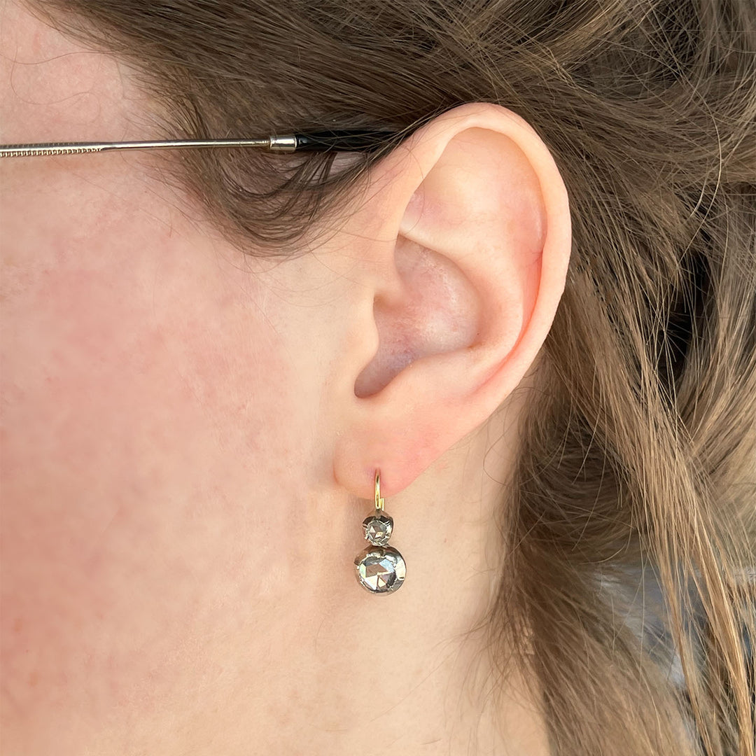 Georgian Rose Cut Diamond Earrings, c. 1830