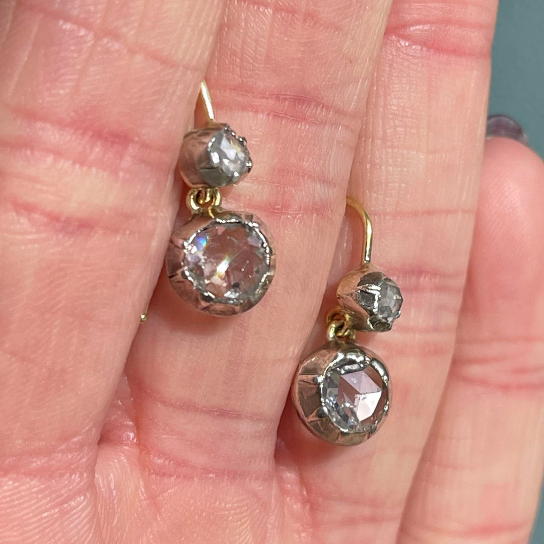 Georgian Rose Cut Diamond Earrings, c. 1830