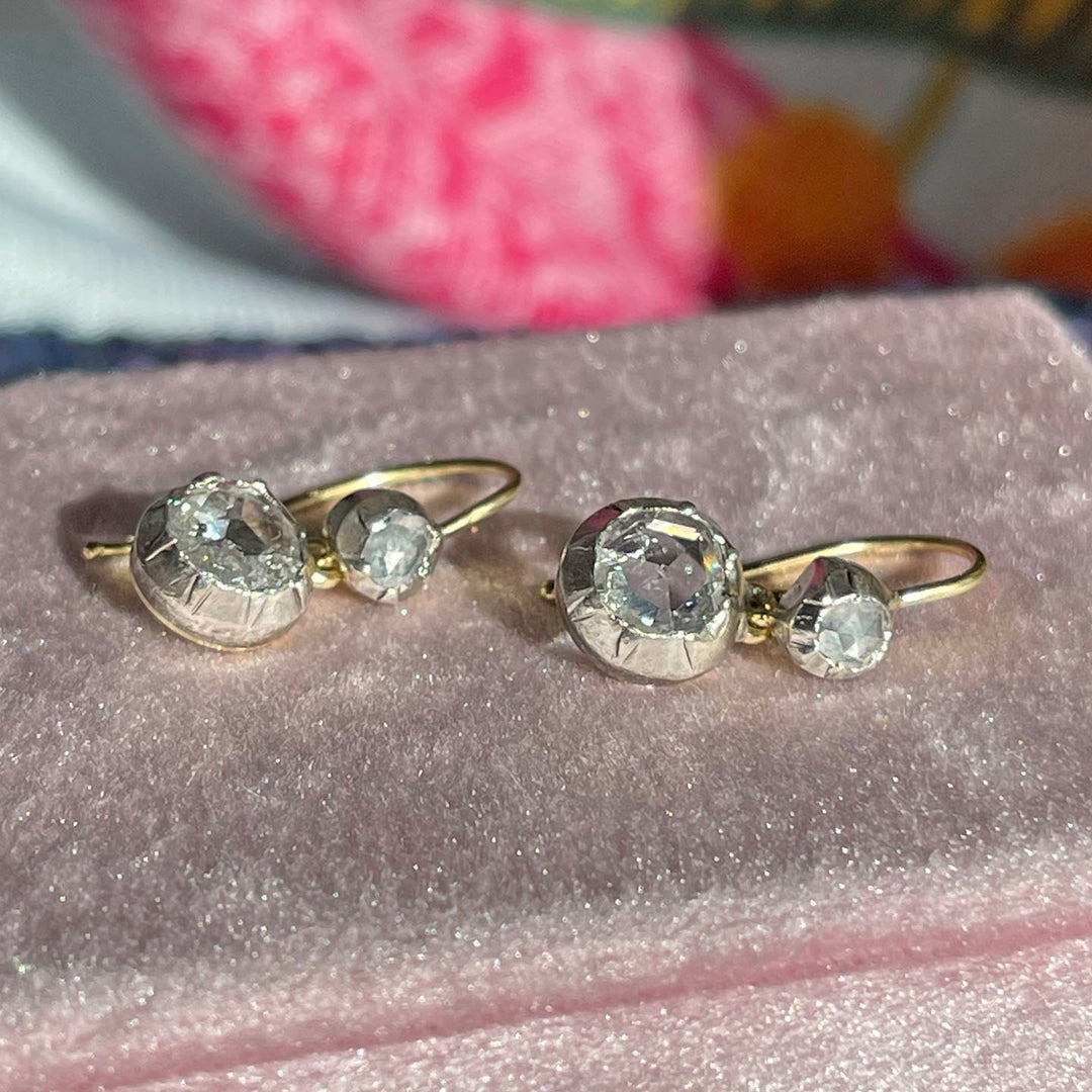 Georgian Rose Cut Diamond Earrings, c. 1830