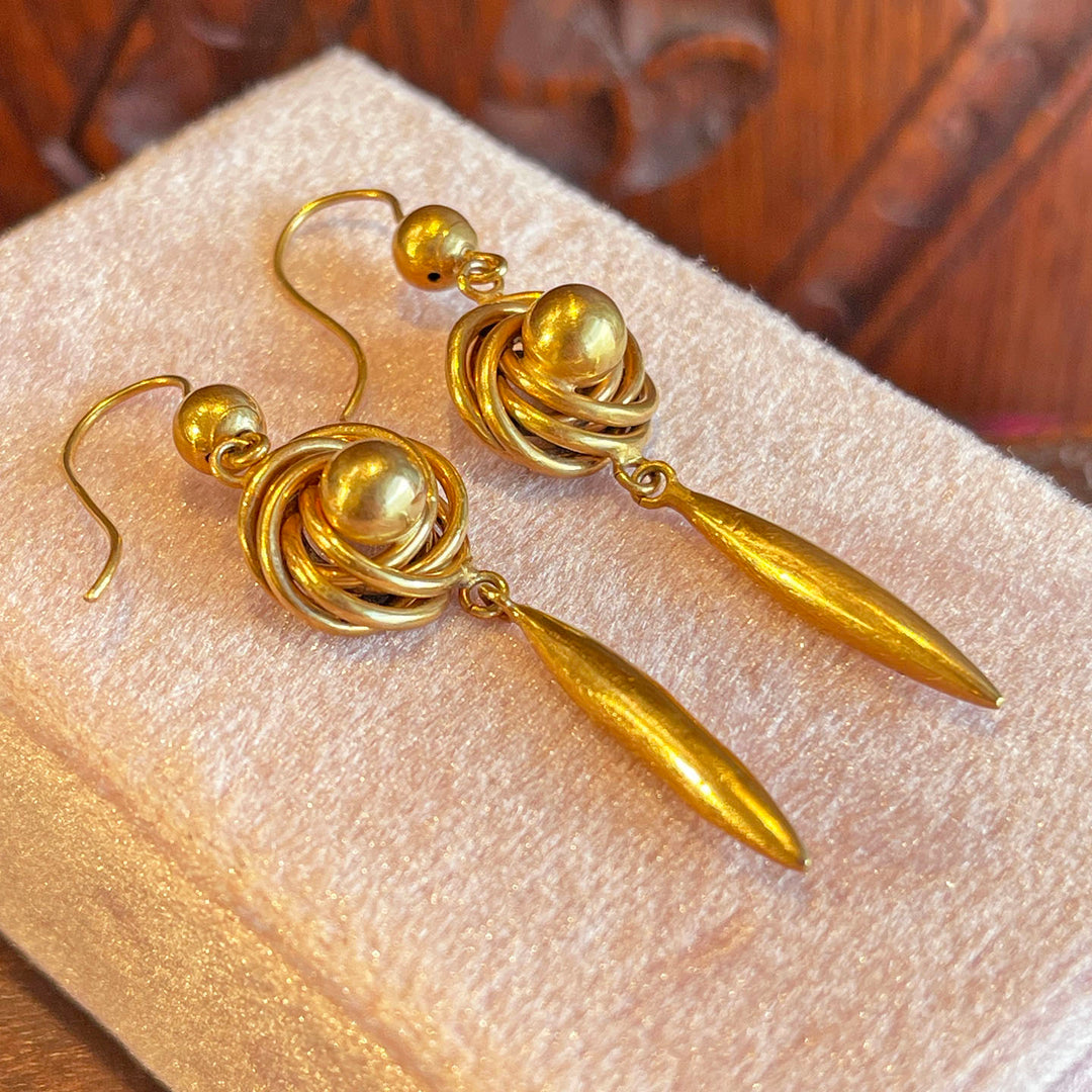 Antique Victorian Gold Earrings Love Knots