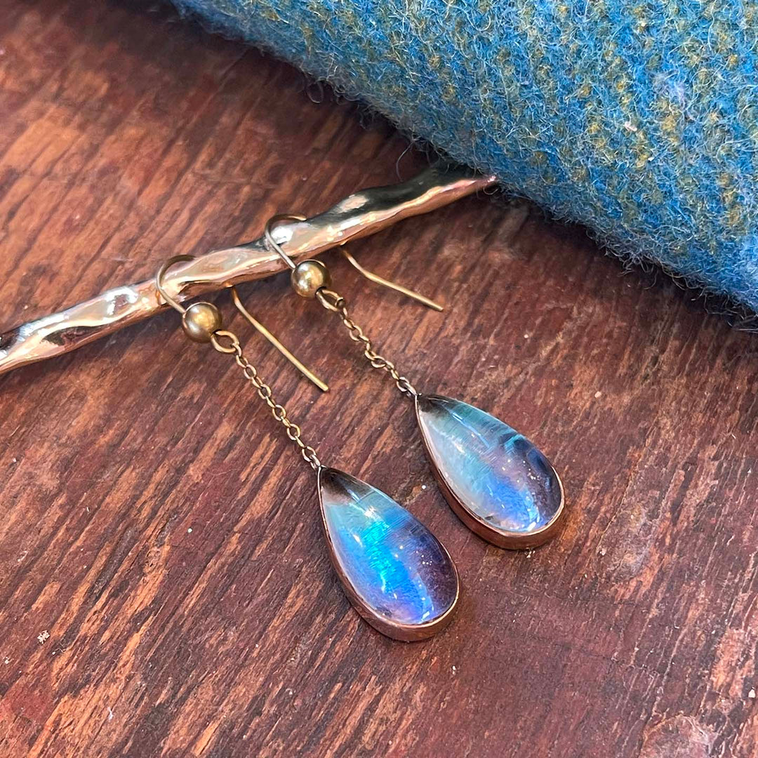 Edwardian Gold Butterfly Wing Drop Earrings