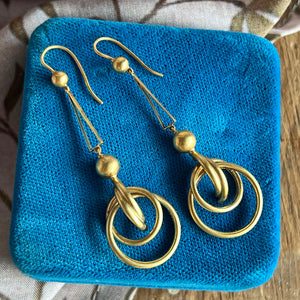 Antique Long Knot Drop Earrings 9k Gold