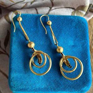 Antique Long Knot Drop Earrings 9k Gold