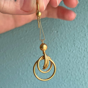 Antique Long Knot Drop Earrings 9k Gold
