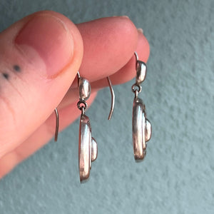 Victorian Antique Silver Earrings Embossed Oval Drop