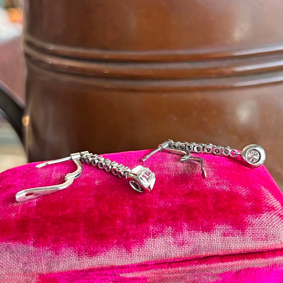 Mid-Century Diamond 14k Gold Earrings, c. 1950