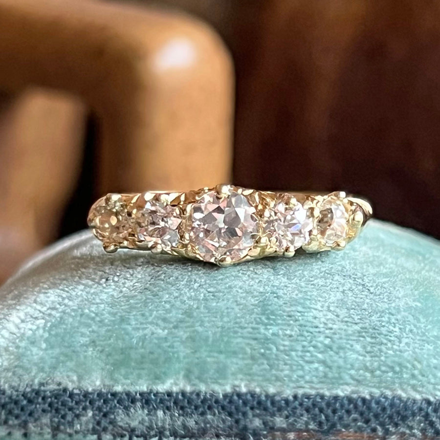 Edwardian 5 Stone Diamond Ring 18k Gold, Chester 1908