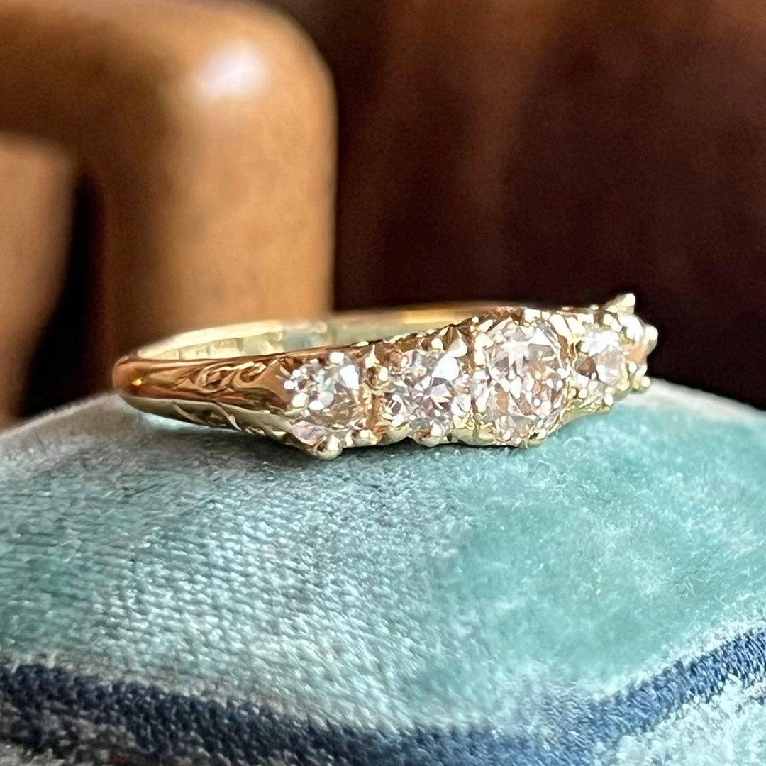 Edwardian 5 Stone Diamond Ring 18k Gold, Chester 1908