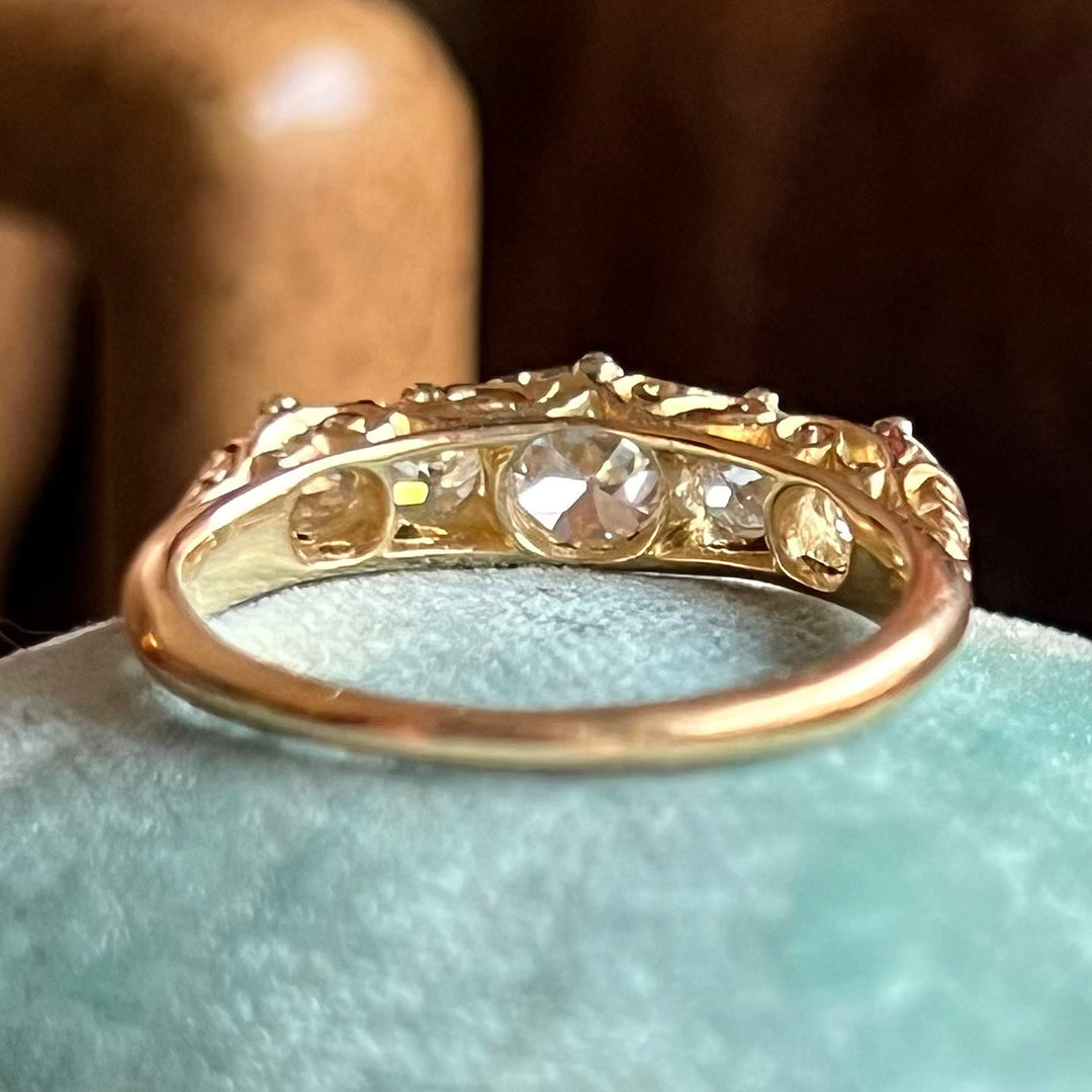 Edwardian 5 Stone Diamond Ring 18k Gold, Chester 1908