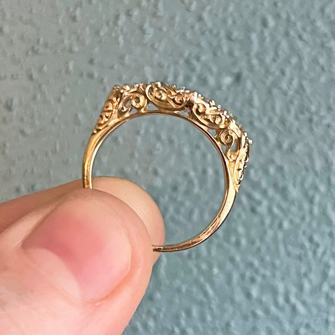 Edwardian 5 Stone Diamond Ring 18k Gold, Chester 1908