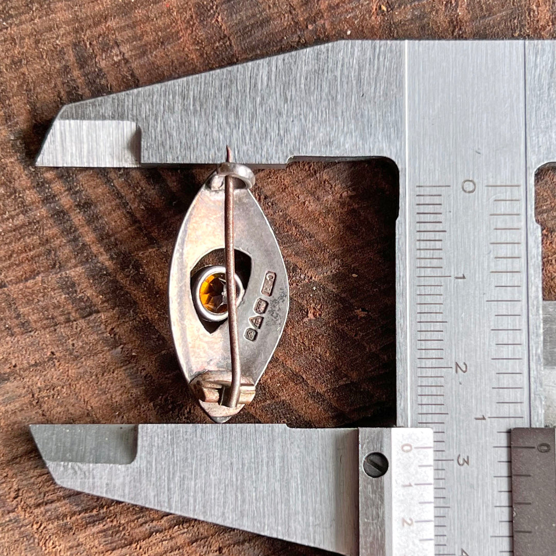 Edwardian Charles Horner Brooch Silver Hammered Citrine Chester 1907