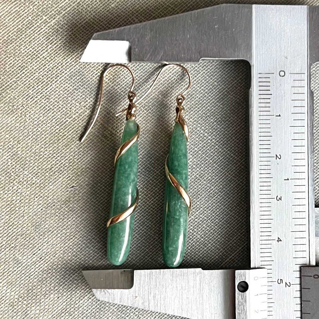 Elegant jade drop earrings in warm gold