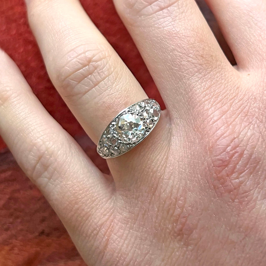 Edwardian Old European Cut Diamond Ring Platinum, c. 1910