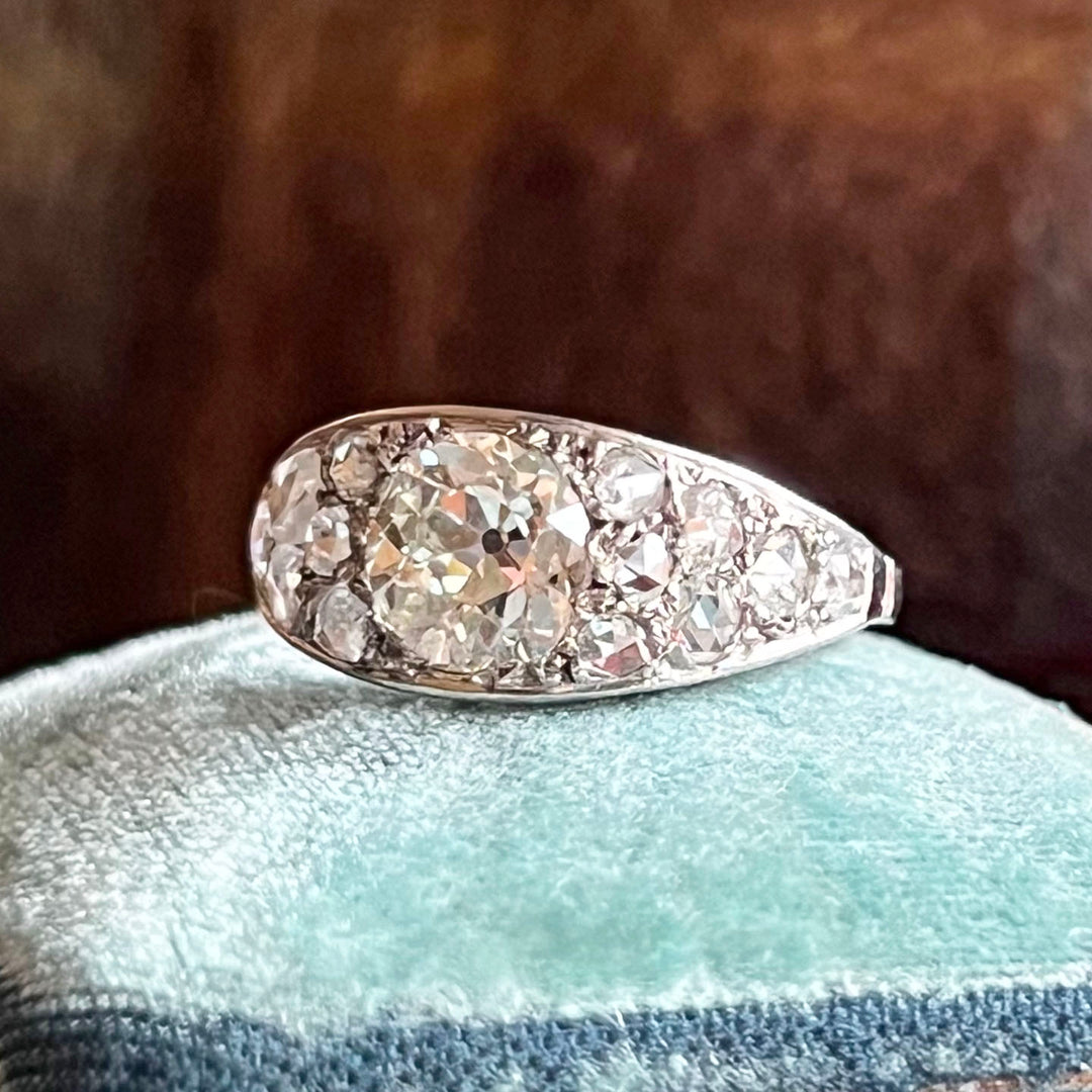 Edwardian Old European Cut Diamond Ring Platinum, c. 1910