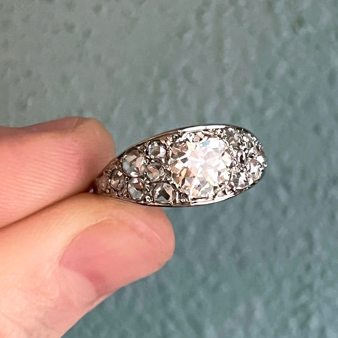 Edwardian Old European Cut Diamond Ring Platinum, c. 1910