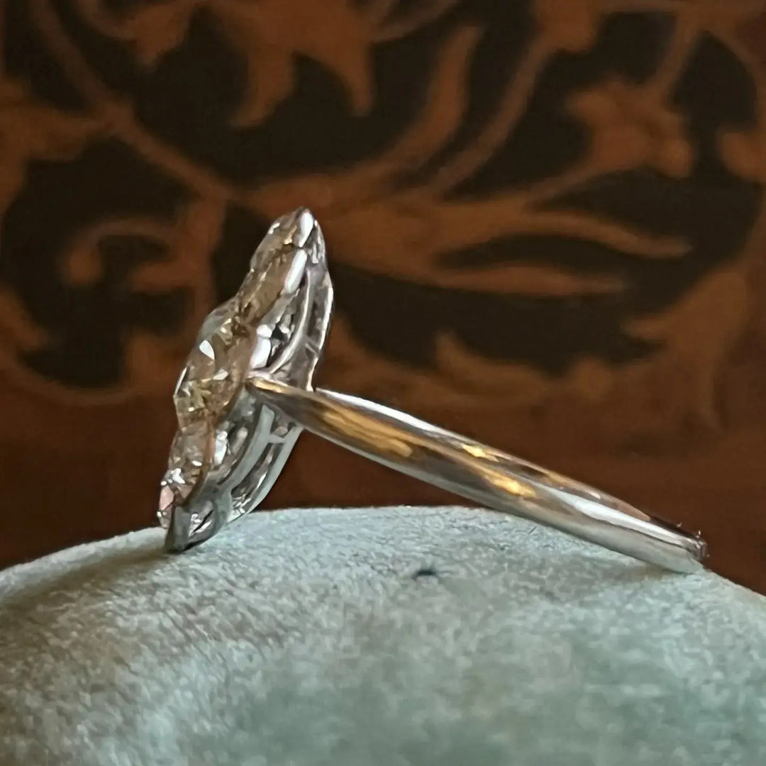 Edwardian Platinum Old European Cut Diamond Cluster Engagement Ring, c. 1915