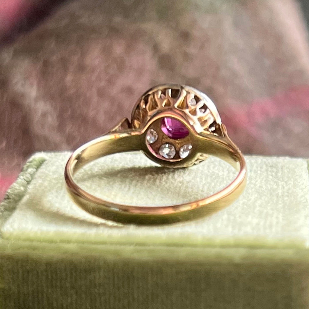 Edwardian Ruby and Diamond Cluster Ring c.1910