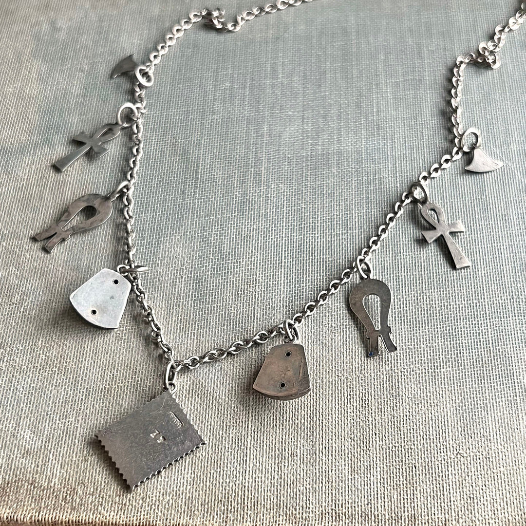 Vintage silver necklace with Egyptian motifs