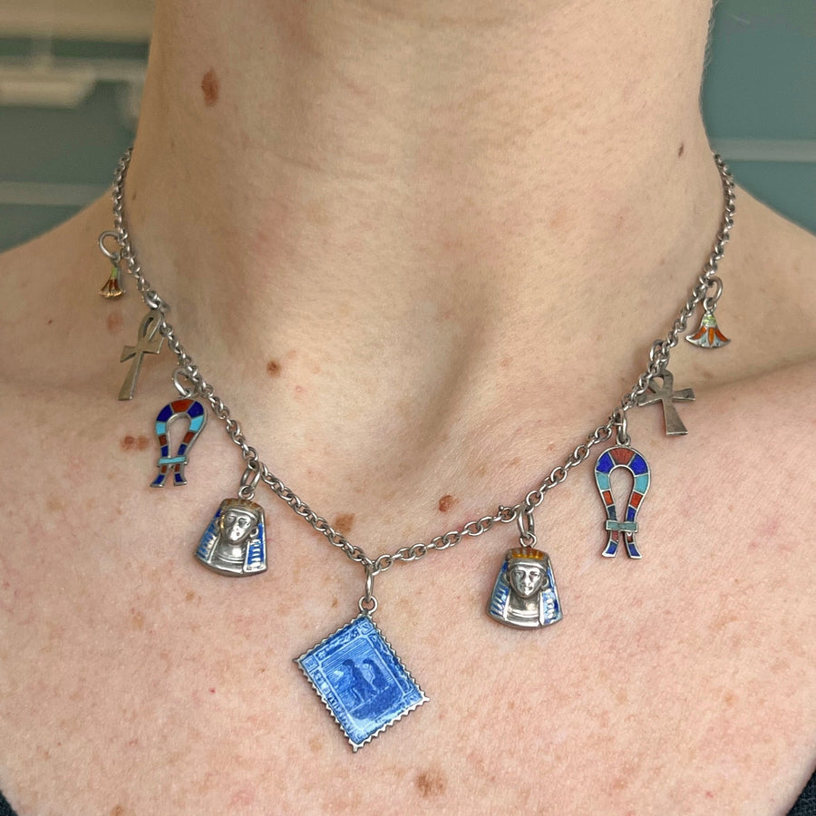 Striking Egyptian Revival silver jewelry