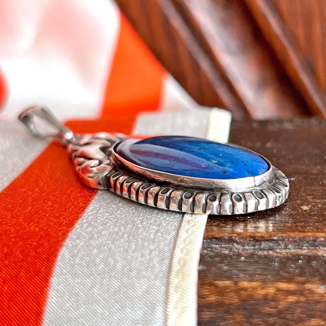 Elegant Art Deco Silver Swiss Lapis Pendant c.1920