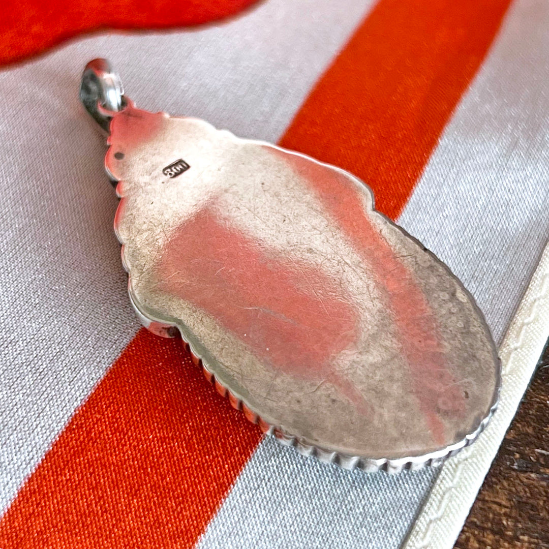 Elegant Art Deco Silver Swiss Lapis Pendant c.1920