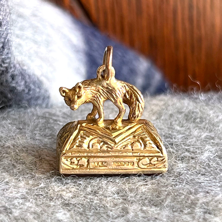 Antique Gold Carnelian Fox Fob Pendant