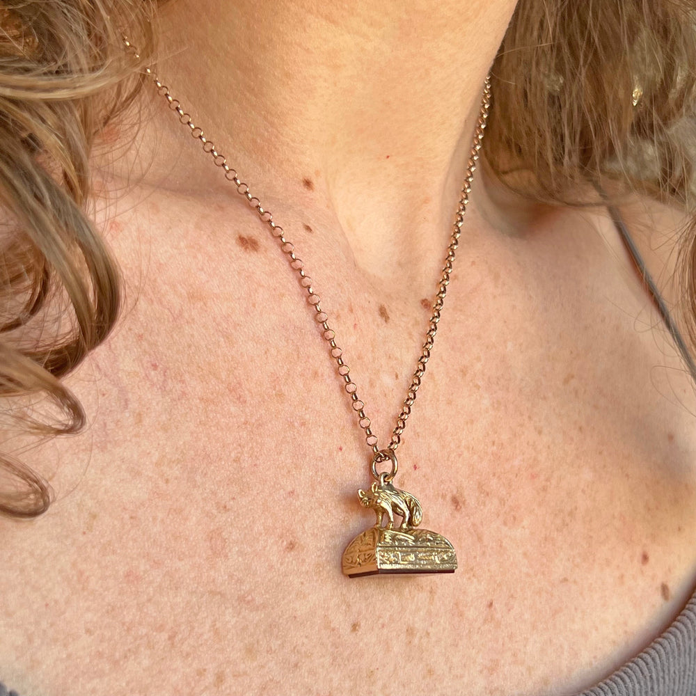 Antique Gold Carnelian Fox Fob Pendant