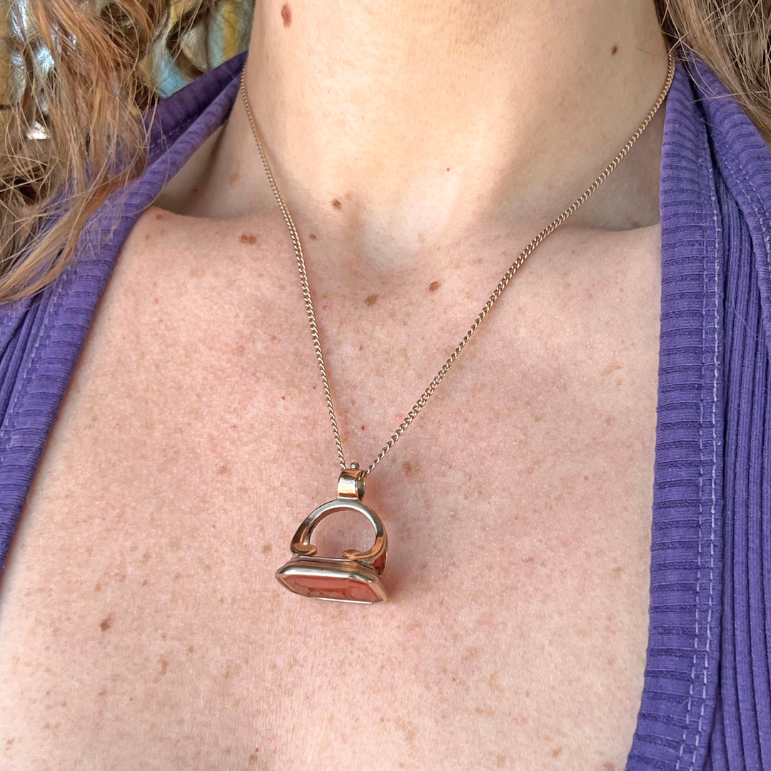 Victorian 9k Gold Carnelian Carved Dog Fob Pendant