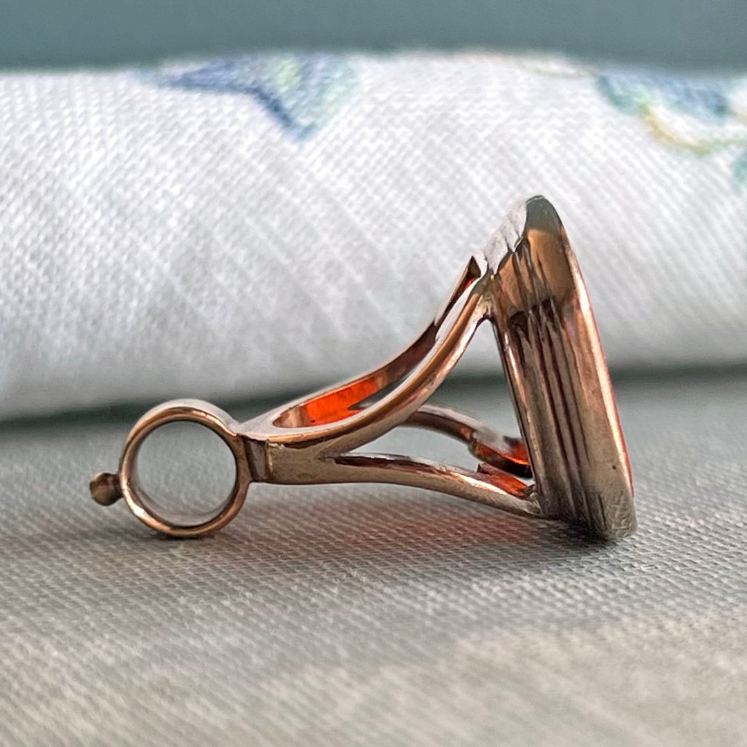 Victorian 9k Gold Carnelian Carved Dog Fob Pendant