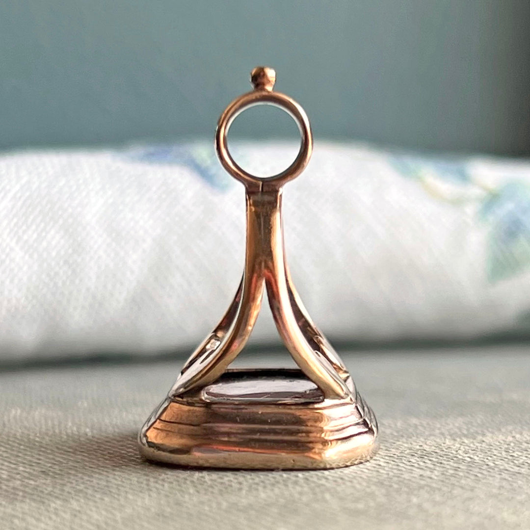 Victorian 9k Gold Carnelian Carved Dog Fob Pendant