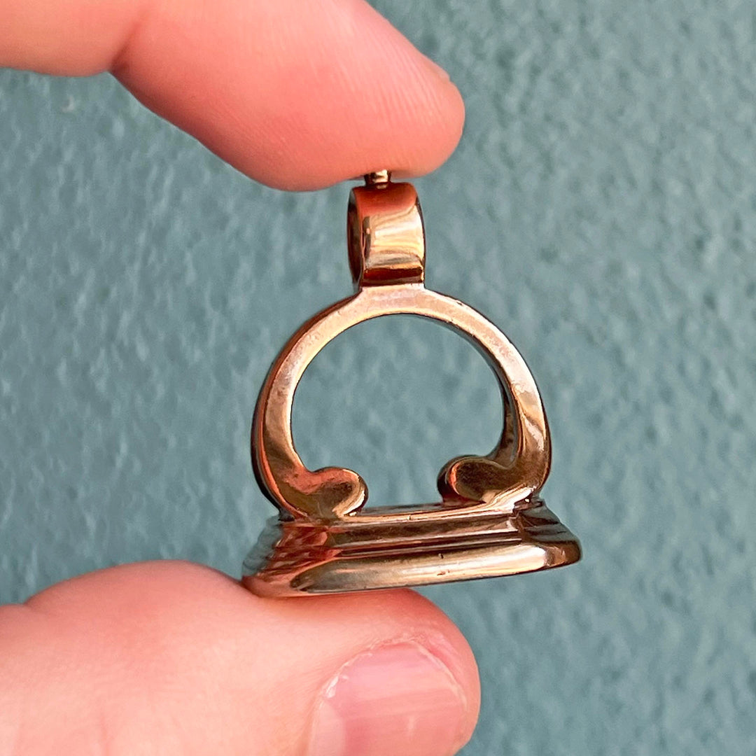 Victorian 9k Gold Carnelian Carved Dog Fob Pendant