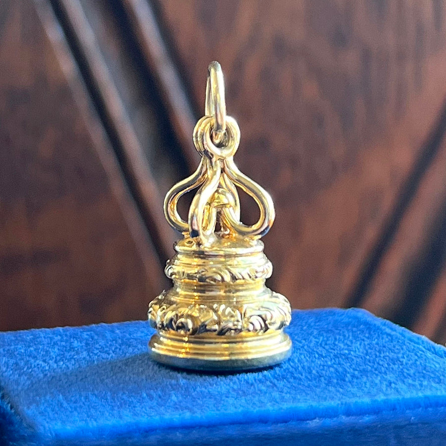 Antique Victorian Gold Bloodstone Intaglio Fob Pendant, 'The Flame of Glory' c. 1850