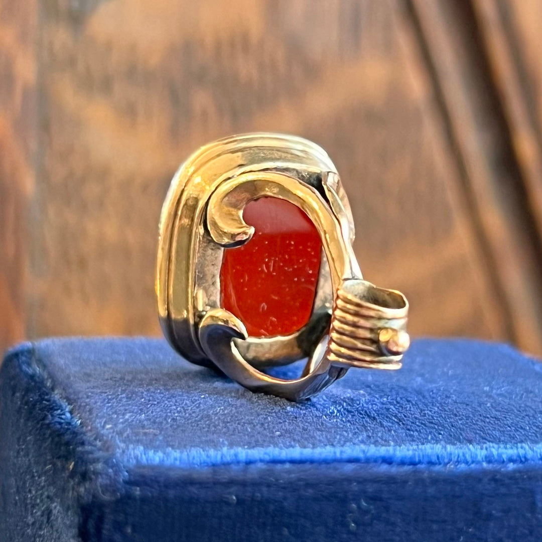 Antique Georgian Gold Carnelian Pendant Intaglio Fox Fob , c. 1810