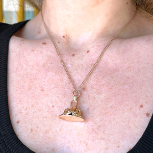 Vintage Art Nouveau Gold Swirl Fob Pendant, c. 1910