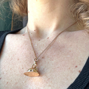 Vintage Art Nouveau Gold Swirl Fob Pendant, c. 1910