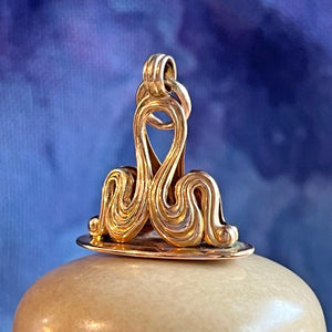 Vintage Art Nouveau Gold Swirl Fob Pendant, c. 1910