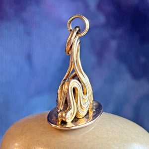 Art Nouveau Gold Swirl Fob Pendant, c. 1910