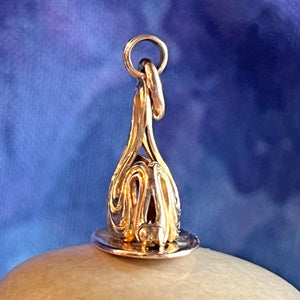 Art Nouveau Gold Swirl Fob Pendant, c. 1910