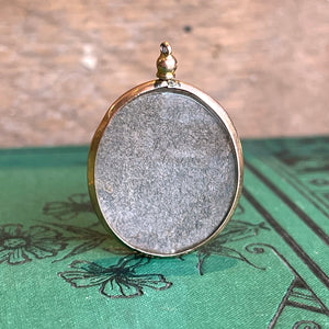 Antique Oval Gold Frame Pendant Portrait of a Young Woman
