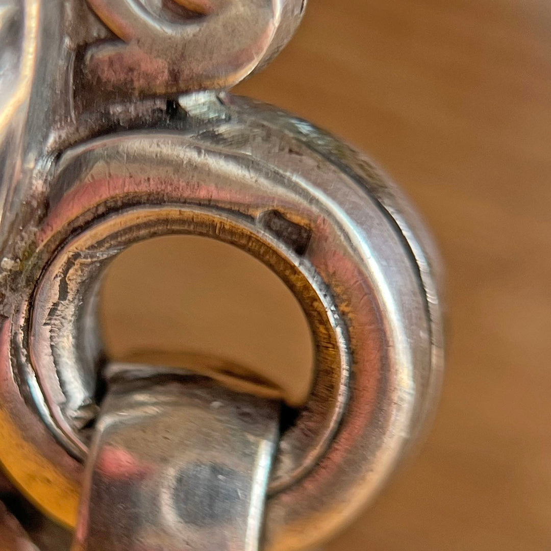 French Silver Wave Pattern Slide Locket Pendant, c. 1900