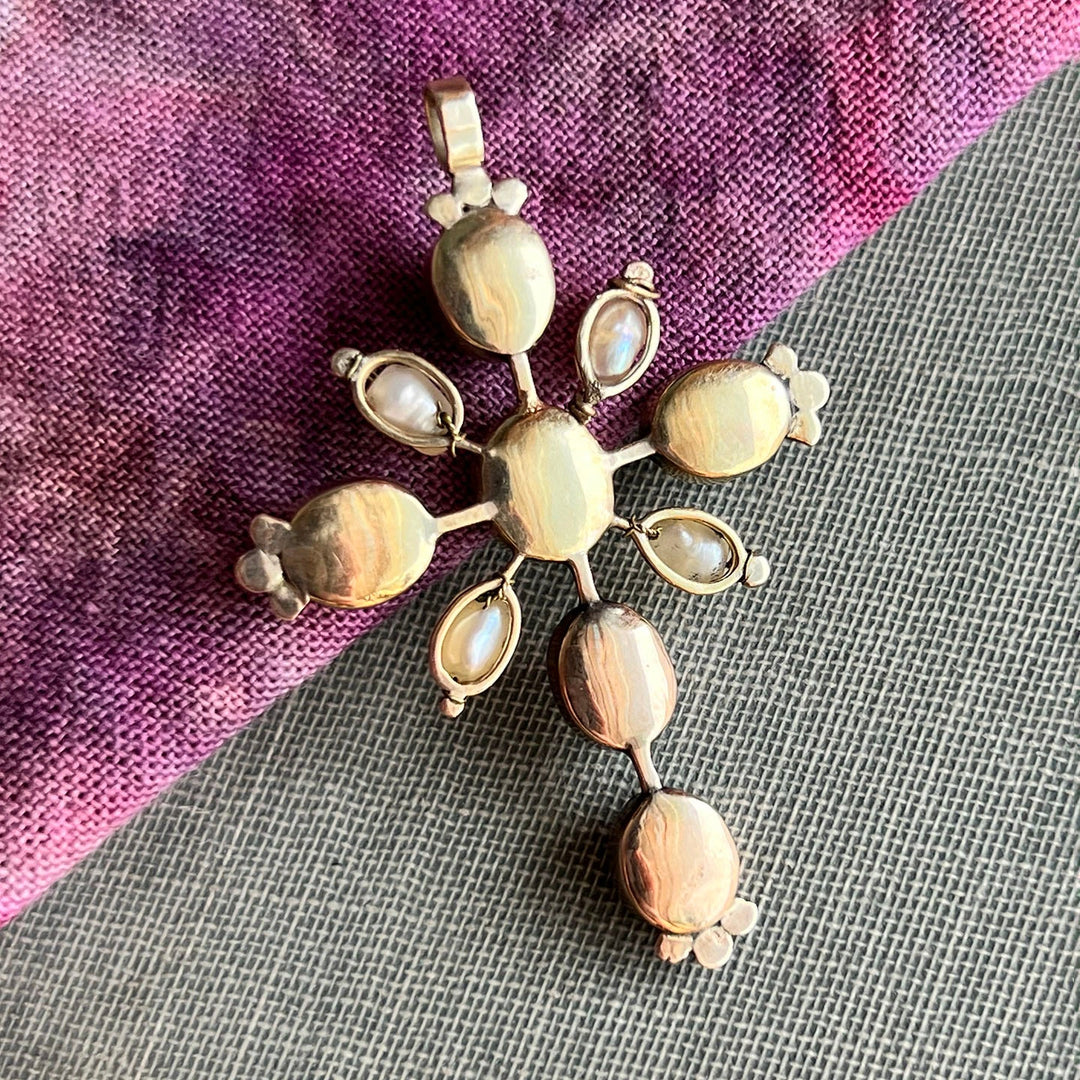 Antique Georgian cross with closed back garnets
