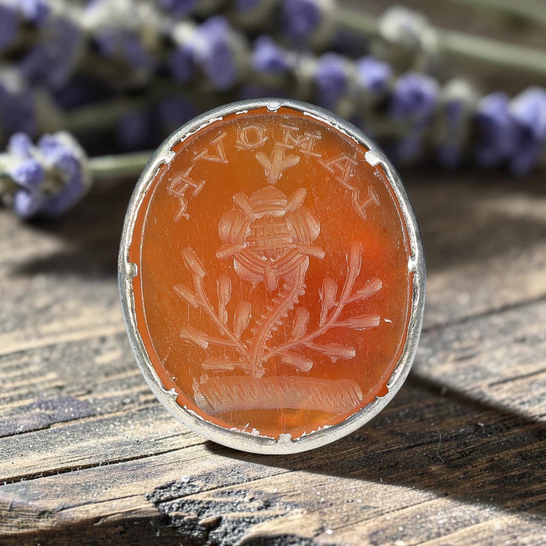 Georgian Gold Carnelian “L’Amour” Bee and Flower Seal Fob c.1800