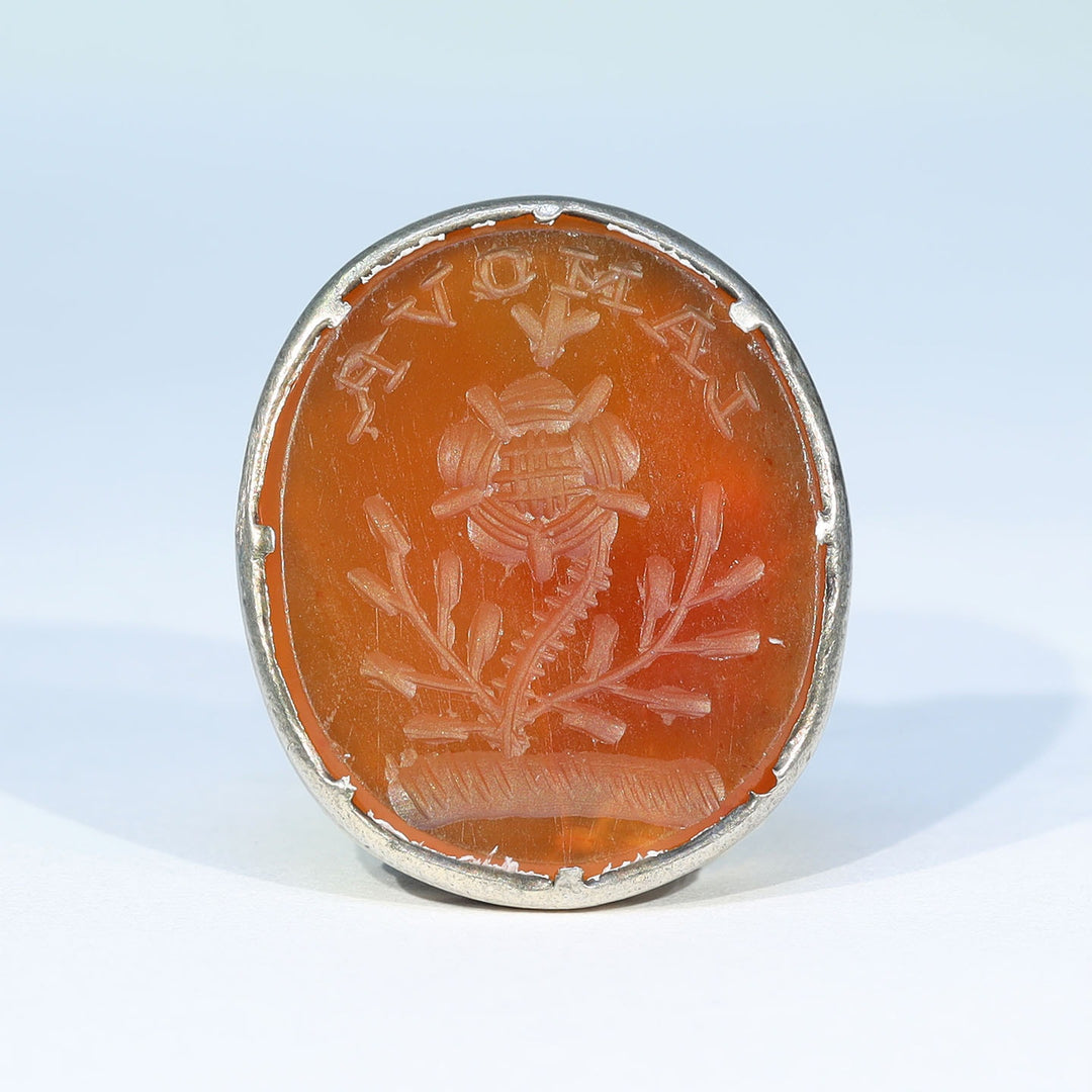 Georgian Gold Carnelian “L’Amour” Bee and Flower Seal Fob c.1800