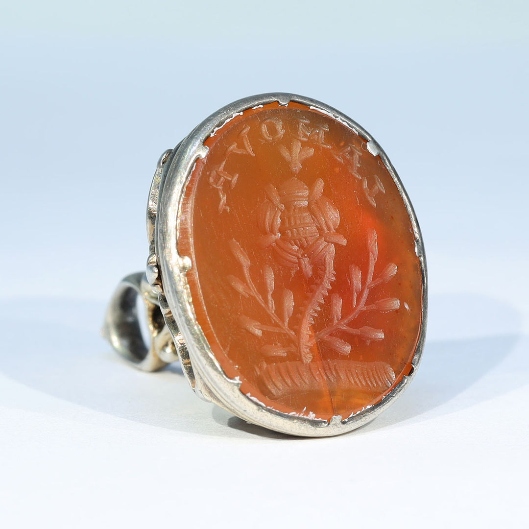 Georgian Gold Carnelian “L’Amour” Bee and Flower Seal Fob c.1800
