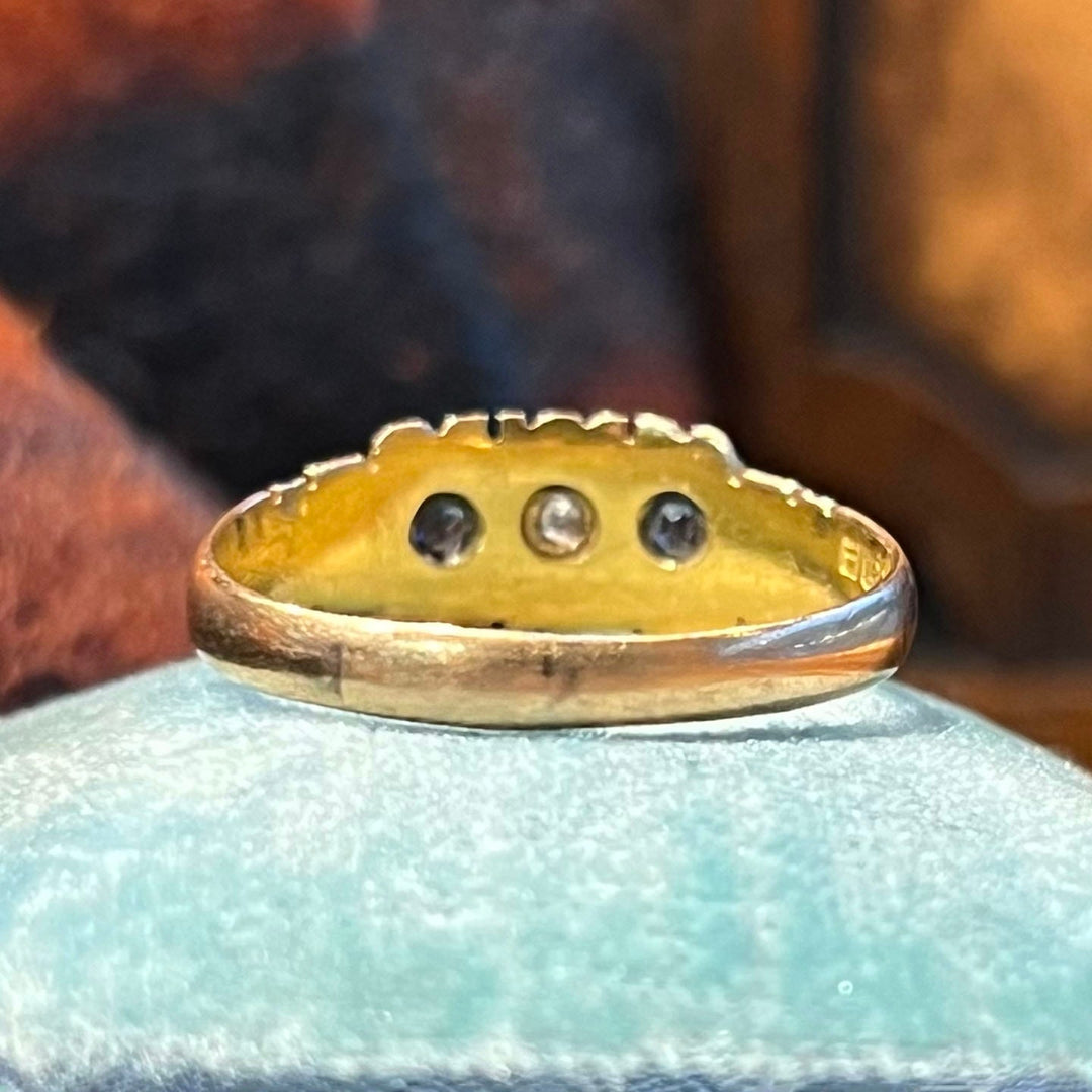 Vintage early 1889 sapphire and diamond ring band