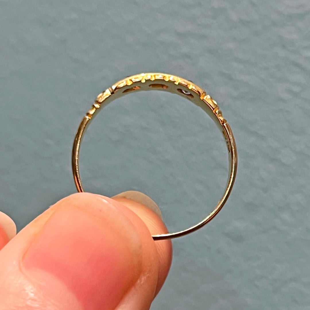 Victorian sapphire diamond ring side profile 18K gold