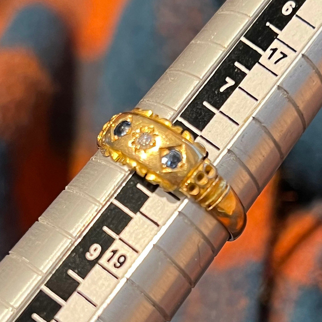 Vintage early 1889 sapphire and diamond ring band